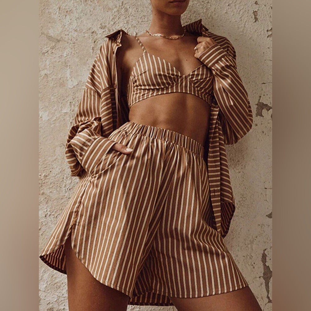 NWT Commense Stripe Three Piece Shorts Set Size M - Picture 8 of 14